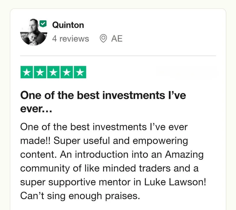 Five-star Trustpilot review from Quinton